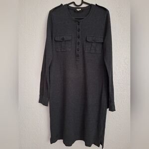 J. CREW Gray Long Sleeve Dress Minimalist Design 100% Cotton